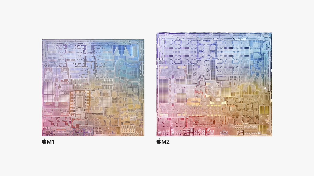 The M2 is physically bigger than the M1, in part due to using 20 billion transistors, 25% more than M1